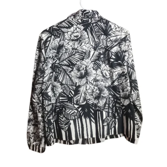 Erin London size, large Floral Black and White zip front jacket - Picture 3 of 7